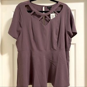 Torrid size 2 purple cage neck peplum top